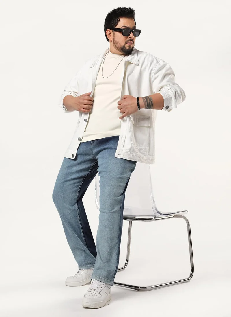Urbano Fashion  Urbano Plus Men's Dark Blue Straight Fit Heavy Washed Faded Denim Jeans Stretchable for Men | Best Price UAE
